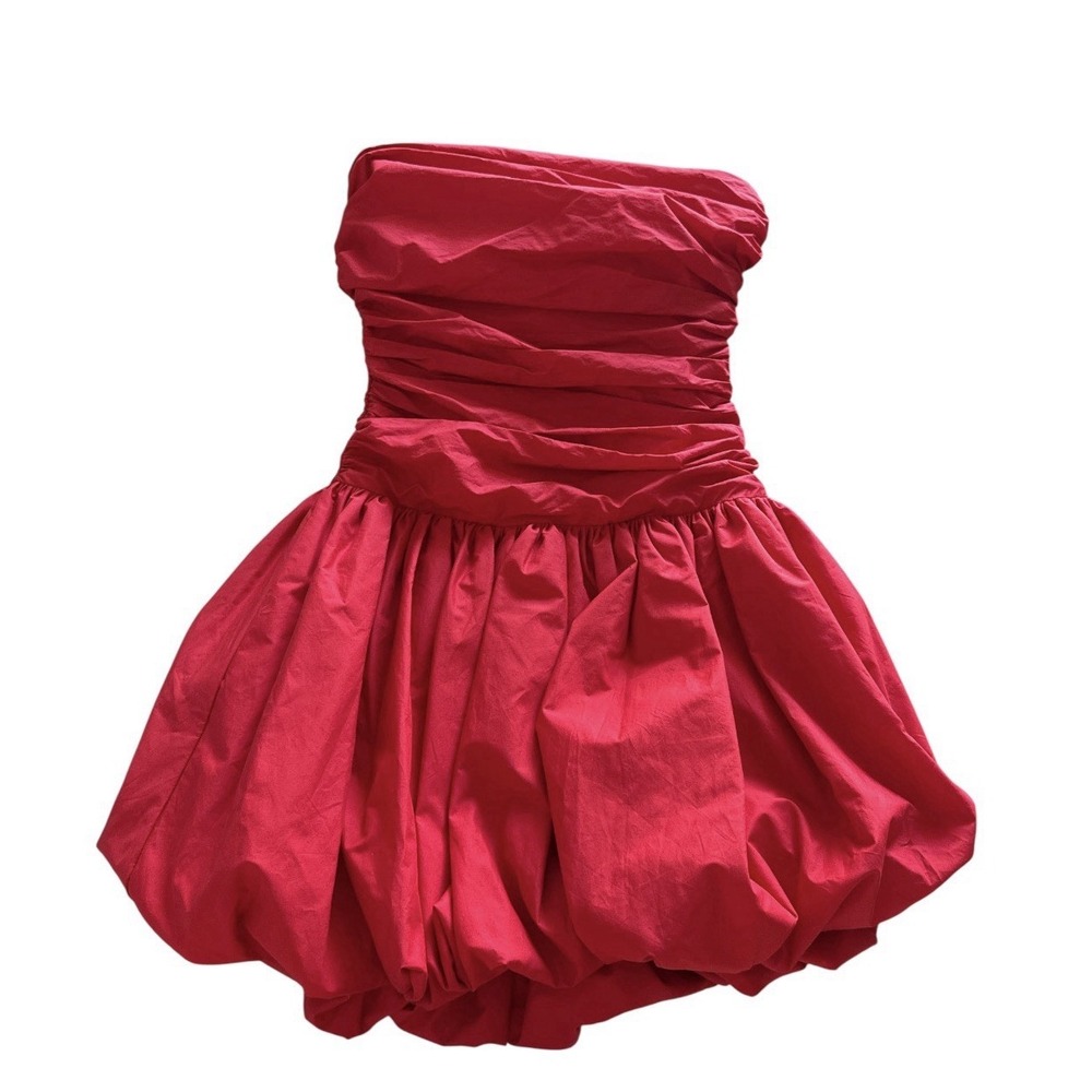 Lovers & Friends NWT Abigail Mini Dress XS Red $238 Bubble Skirt Strapless